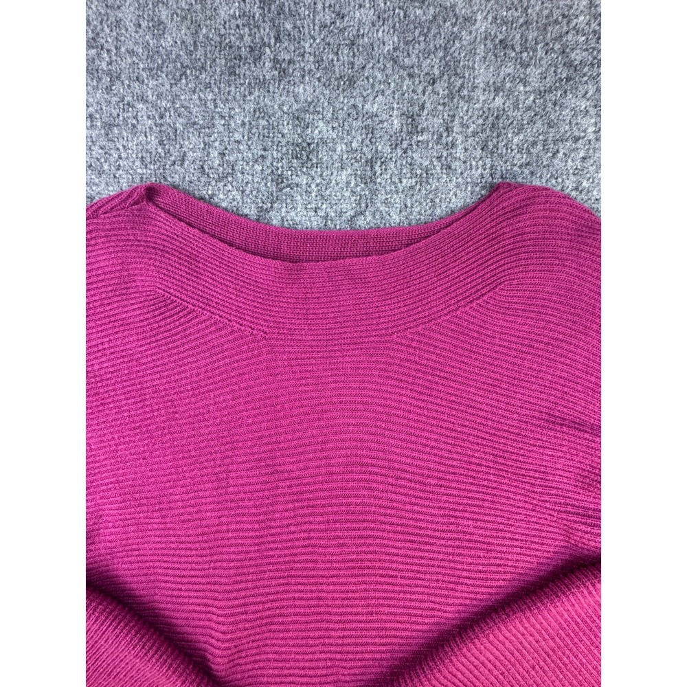 Talbots Ribbed Boat Neck Sweater Magenta Pink Medium Lambswool Nylon Blend - Picture 3 of 10